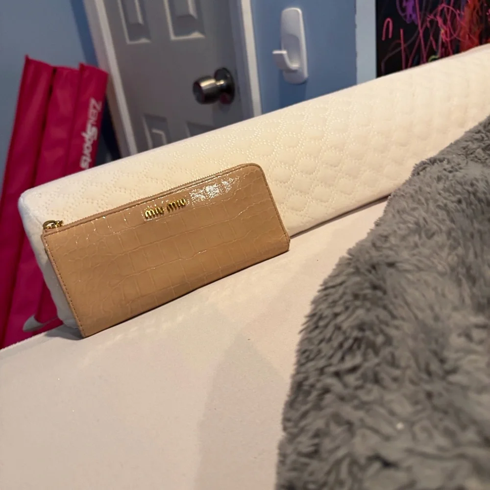 Miu Miu Crocodile-Embossed Leather Continental Wallet Long